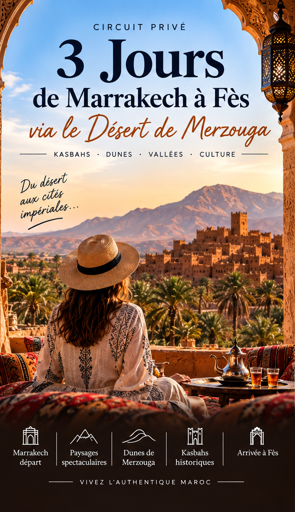 Circuit 3 Jours : De Marrakech à Fès via le Désert de Merzouga